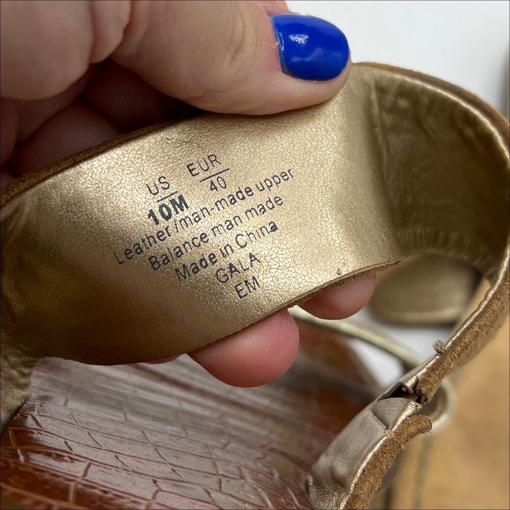 Sam Edelman Gala Two Strap Slide Sandals Gold Nude 10M - Picture 7 of 8